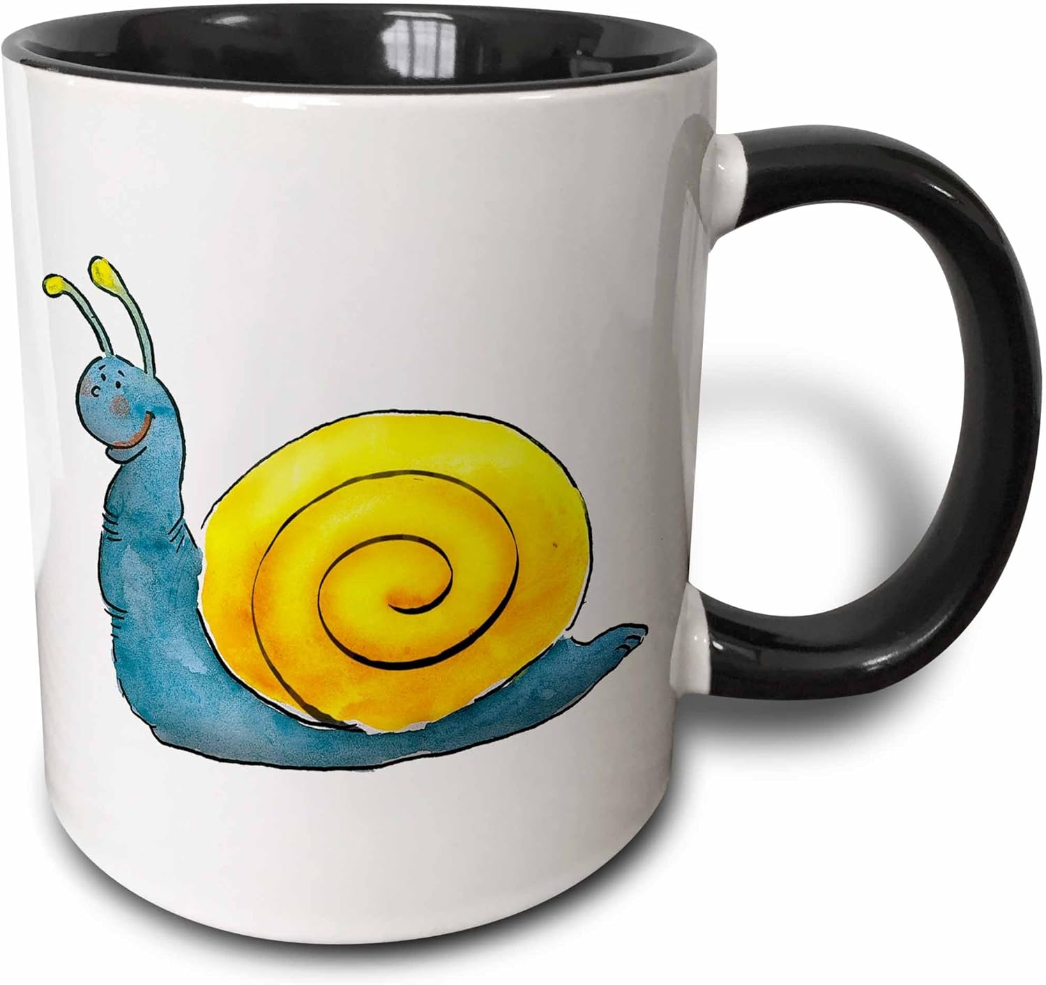 3drose houk kidsplanet – 插图儿童 – 幸福蜗牛 – 马克杯 黑色